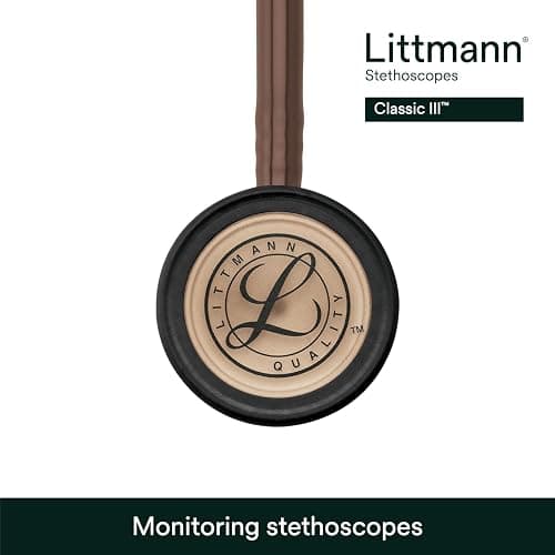 3M Littmann Classic III Monitoring Stethoscope, 5809, More Than 2X as Loud, Weighs Less, Stainless Steel Copper-Finish Chestpiece, 27" Chocolate Tube, Copper Stem and Headset thumbnail 7