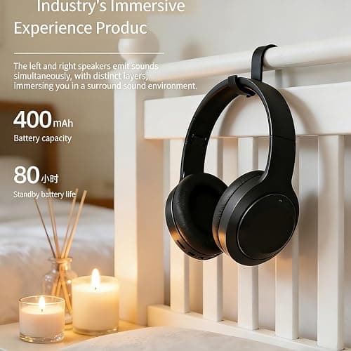 Wireless Bluetooth 5.4 Headphones Over Ear ,Noise Reduction Wireless Headphones with Microphone/Deep Bass,Adjustable HiFi Stereo Foldable On Ear Headset for Sports Travel Cellphone Tablet Office thumbnail 4