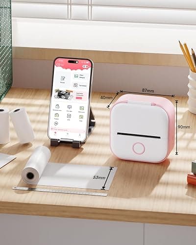 Memoqueen T02 Pocket Printer - Print Pod Mini Sticker Printer Portable Bluetooth Inkless Instant Photo Printer, Compatble with Phones & Taplates, Great for DIY, Study Notes, Journal, Fun, Work, Pink thumbnail 9
