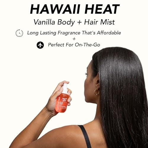Holler And Glow Hawaii Heat Vanilla Body & Hair Mist, Body Spray For Women, Hair Perfume For Women, Delicate Peony, Amber Scented, Warm & Sweet, Travel Sized, 3.38 Fl Oz thumbnail 2