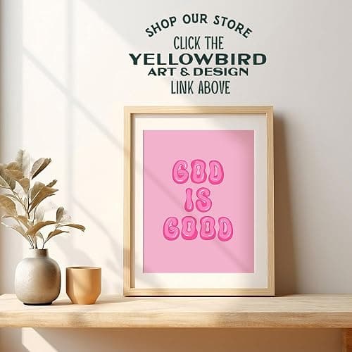 Pink Preppy Christian Wall Decor - God is Good Aesthetic Wall Decor for Women, Woman, Teen Girls - Vintage Retro Religious Gifts - Funky Chic Home Decor Trendy Stuff - 70s Cute Bedroom God Wall Decor thumbnail 4