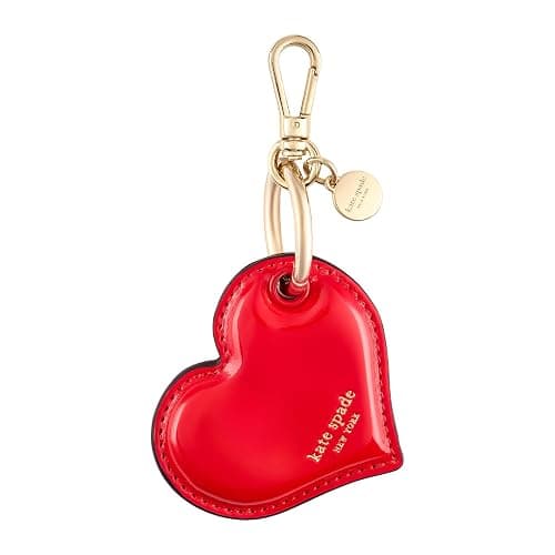 kate spade new york AirTag Charm Keychain - Heart-Shaped AirTag Holder with Luxe Gold Ring Clip for Bags, Luggage, Keys, and More - Classic Red - Image 1