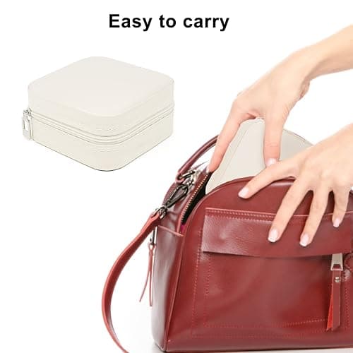 KEINE MARKE Small Jewelry Box, Travel Portable Jewelry Case for Ring, Pendant, Earring, Necklace, Bracelet Organizer Storage Holder Boxes (White*2) thumbnail 7