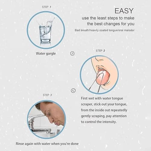 Yiwafu 2 Pack Tongue Scraper,Stainless Steel Tongue Cleaners,Tongue Scraper for Adults, Reduce Bad Breath and Fresh Breath(Silver) thumbnail 4