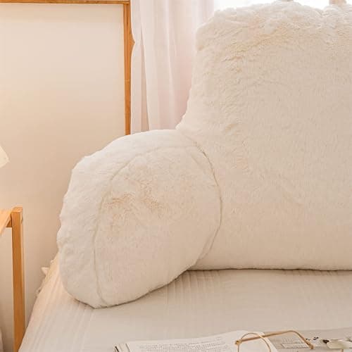 Aimuan Reading Pillow Bed Rest Wedge Adult Backrest Pillow with Arms Sitting in Bed Cushion Incline Rest Sleeping Pillow for Watching TV/Gaming/Relaxing, Ivory thumbnail 7