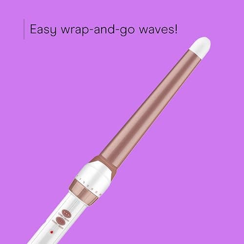 Conair Double Ceramic Tapered Curling Wand, Hair Wand Tapers 1¼ Inch to ¾ Inch to Produce Beachy Waves, 30 Heat Settings, For All Hair Types and Textures, White thumbnail 3