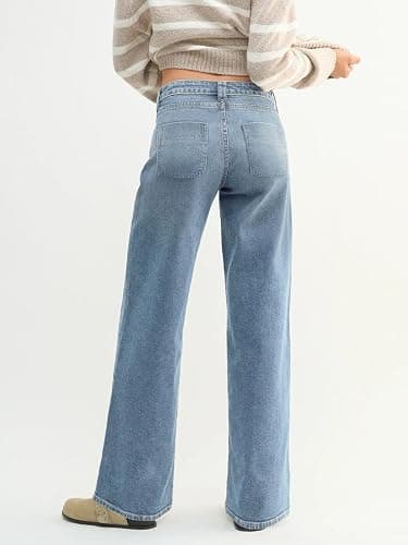 EMMIOL Baggy Jeans Women Straight Leg Mid Rise Cute Trendy Y2K Boyfriend Loose Fit Denim Pants Wide Leg High Waisted Stretchy thumbnail 5