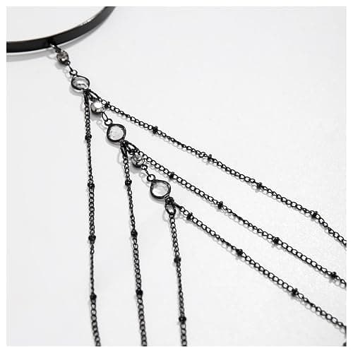 Simple Crystal Bead Tassel Upper Arm Chain Bracelet Multi-layered Bikini Armlet Rhinestone Adjustable Open Arm Cuff Bangle Bracelets Summer Beach Body Jewelry for Women thumbnail 3
