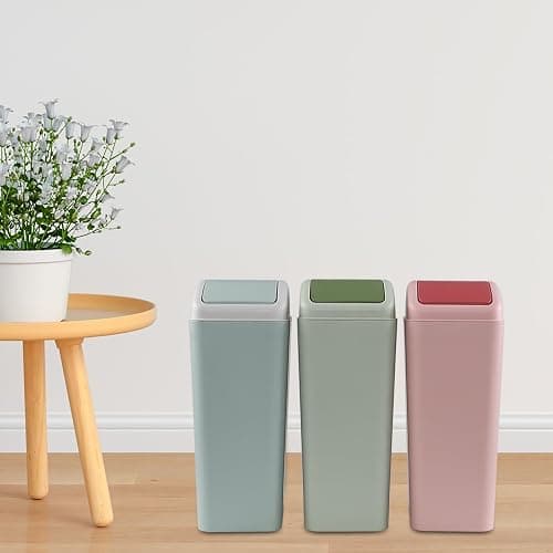 Easymanie 12 L Slim Garbage Can, Small Plastic Trash Can with Swing Lid, 1 Pack (Pink) thumbnail 5