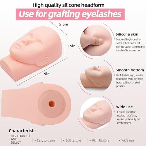 Lash Extension Kit Professional Eyelash Extensions Supplies Training for Beginners Mannequin Head Grafting Lash USB Fan Lash Shampoo Brush Spraye 0.07D Curl Mix 8-15mm Practice Eyelash Strips thumbnail 8