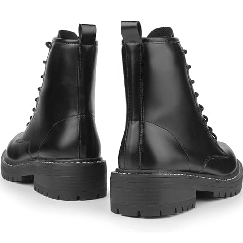 ICHIGO Women’s Fashion Ankle Booties Causal 8-Eye Side Zipper Lace-up Combat Boots thumbnail 6