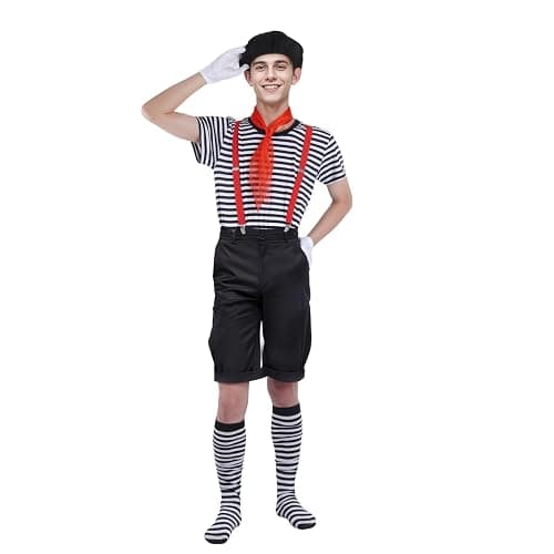 mifengda Woman Mime Costume Halloween Accessories Artist Dress Up | Adult Men French Mime Outfit Accessories Cosplay Party thumbnail 6