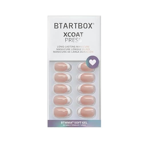 BTArtbox Press On Nails Short - Lamp-Curable Oval White French Tips Press On Nails with Glue for Women, Semi-Transparent Soft Gel Glue On Nails in 15 Sizes - 30 Stick On Nails Kit, Chic Twins thumbnail 8