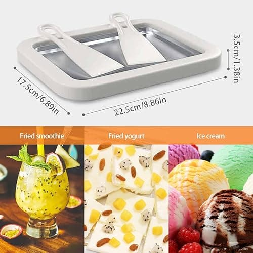 Ice Cream Roll Maker, with 2 Scrapers Ice Cream Maker Pan Multifunctional Cold Sweet Fried Food Plate for Making Rolled Ice Cream Soft Serve Slushies Frozen Yogurt Sorbet and Gelato(8.9X6.9 inch) thumbnail 2