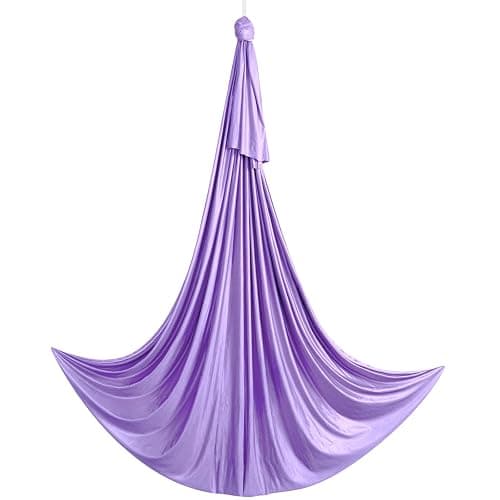 VEVOR Aerial Yoga Hammock & Swing, 4.4 Yards, Yoga Starter Kit with 100gsm Nylon Fabric, Full Rigging Hardware and Easy Set-up Guide, Antigravity Flying for All Levels Fitness Bodybuilding, Purple thumbnail 4