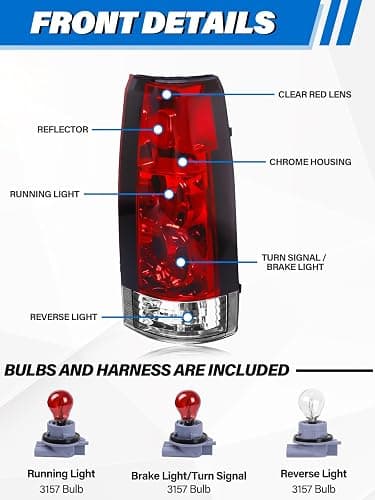 LIWEDFG Tail Light Assembly Compatible with Chevrolet/GMC Silverado Sierra C/K Truck 1988-1998, 1995-1999 Tahoe, 1992-1999 Yukon, 1992-1999 Suburban, 1992-1994 Blazer, w/Circuit Board, Red Pair thumbnail 2