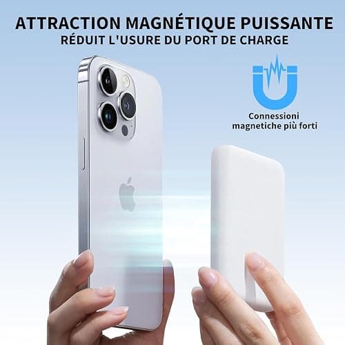 Batterie Externe, 10000mAh Power Bank Magnétique Charge Rapide ，PD 22.5W Chargement sans Fil,Chargeur Portable Compatible pour Samsung/Huawei/iOS16/15/14/13/12/Pro/Pro Max/Android thumbnail 4