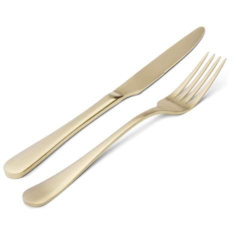 Matte champagne Silverware Set, 20-Piece Stainless Steel Flatware Set, Kitchen Utensil Set Service for 4, Tableware Cutlery Set for Home and Restaurant, Satin Finish, Dishwasher Safe thumbnail 3