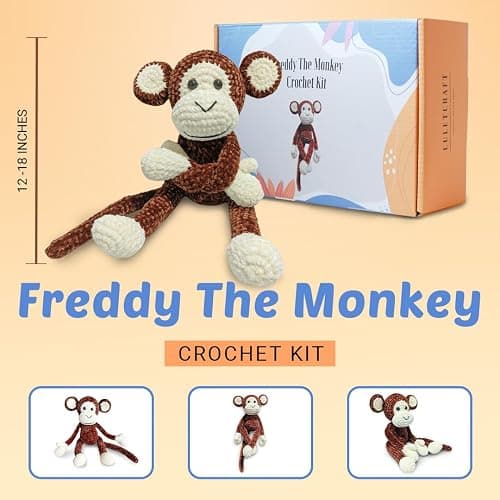 CULETCRAFT Crochet Kit for Beginners Adults, Freddy The Monkey DIY Crochet Animal Kit for Beginners, Learn to Crochet with Step-by-Step Instruction Book, Beginner Crochet Kit for Adults and Kids thumbnail 6