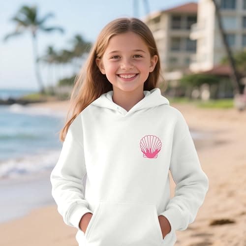 Lubpow Cute Pink Hoodie Kids Girls Aesthetic Preppy Hibiscus Flower Puff Hoodies Kawaii Hawaii Palm Beach Graphic Pullover thumbnail 5