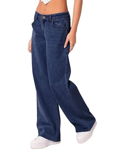 NIMIN Womens Mid Waist Boyfriend Jeans Summer Casual Lounge Loose Straight Wide Leg Y2K Pants with Pockets thumbnail 5