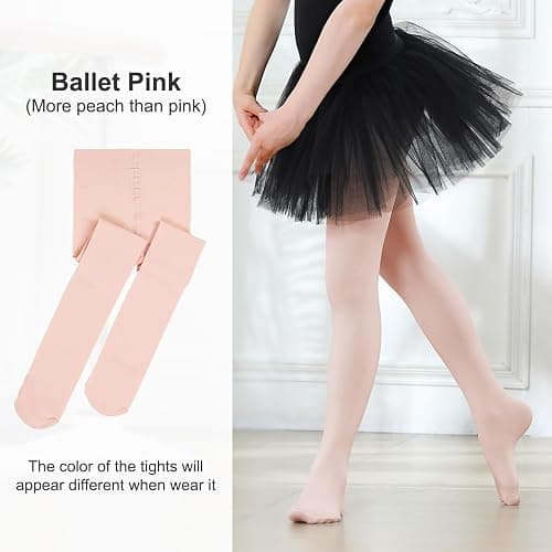 DIPUG Ballet Tights for Girls - Thick Soft Footed Dance Tights for Toddlers and Kids thumbnail 2