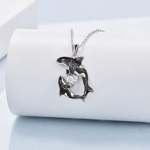 POPLYKE Killer Whale Orca Necklace Sterling Silver Ocean Jewelry Gifts for Women Mom Daughter thumbnail 5