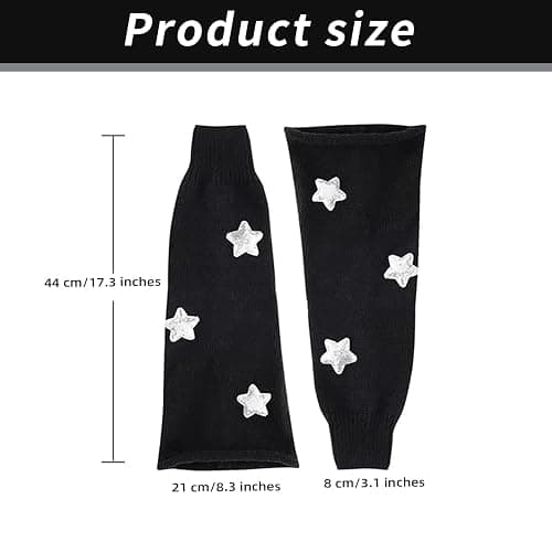 DUOJINSANXI 2Pcs Black White Leg Warmers for Girls Cute Leg Warmers Y2k Harajuku Knit Star Legwarmer Accessories for Women thumbnail 2