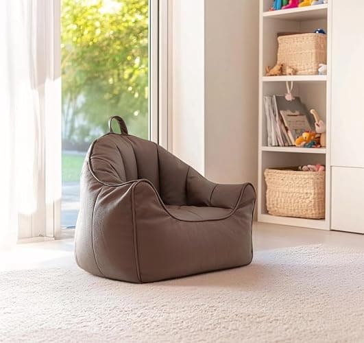 ISAENNE Kids Bean Bag Chair Cover (No Filler),Coffee Zipper Bean Bags Chair Cover,Memory Foam Fillable Beanbag Chair Cover,Suitable for Children,19.7" * 19.7" * 17.7" - Coffe - Medium thumbnail 9