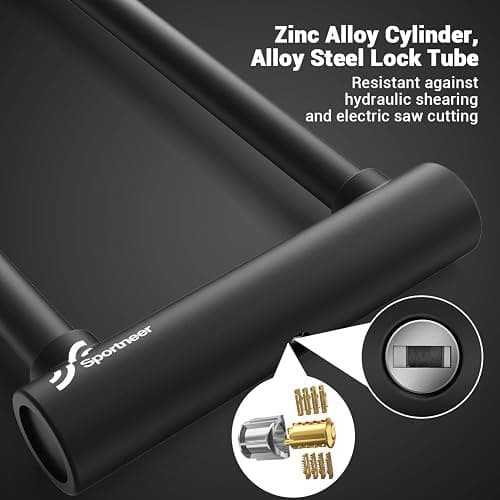 Sportneer Bike Lock, 18mm Heavy Duty Bike U Lock 11.5''x6.25'' Plus Size with 3 Keys Anti Theft Secure Locks for Bikes, E-Bikes, Motorbikes, Scooters thumbnail 5