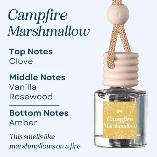 CANDECraftCo Car Air Hanging Fragrance Oil, Car Auto Freshener for Essential Oils, Scents Fragrance Aromatherapy Automobile Diffuser, Long Lasting (Campfire Marshmallow) thumbnail 3