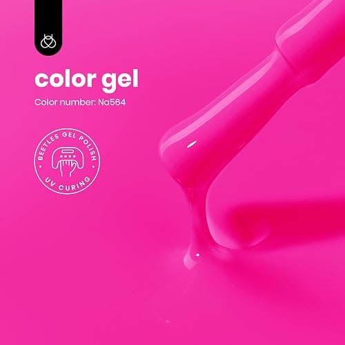 Beetles Pink Gel Nail Polish - Neon Whispers Hot Pink Gel Polish HEMA-Free, 8ML/0.27Fl Oz Soak Off UV LED Lamp Nail Art, Long-Lasting Manicure Salon DIY Home Summer Nails thumbnail 3