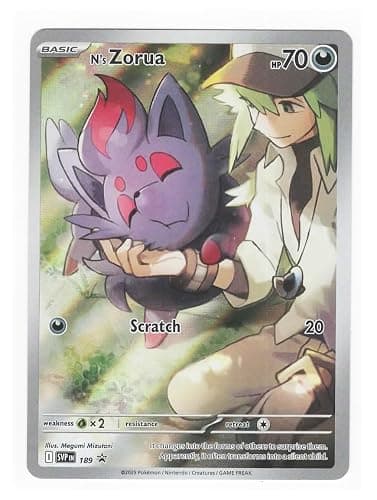 Pokemon - N’s Zorua – SVP 189 Journey Together Black Star Promo – Illustration Card - Foil - Image 1