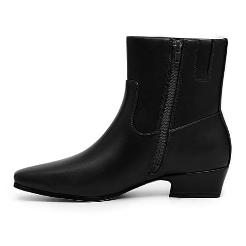 Athlefit Ankle Boots for Women Low Heel Fashion Square Toe Comfortable Short Boots with Side Zipper thumbnail 2