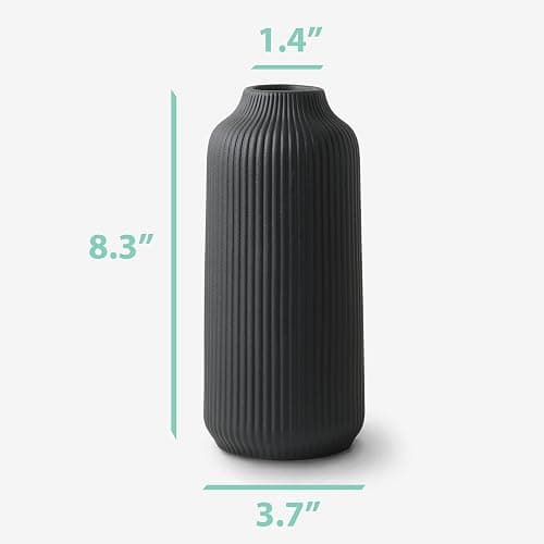 flature Ceramic Vase in Nordic Style, Decovase Large for Pampas Grass as Boho Deco, Vase Black Matt 8 inch for Flowers, Scandinavian Design Home Decoration for Fresh Flowers, Dried Flowers (Size M) thumbnail 3