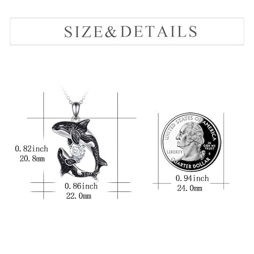 POPLYKE Killer Whale Orca Necklace Sterling Silver Ocean Jewelry Gifts for Women Mom Daughter thumbnail 6