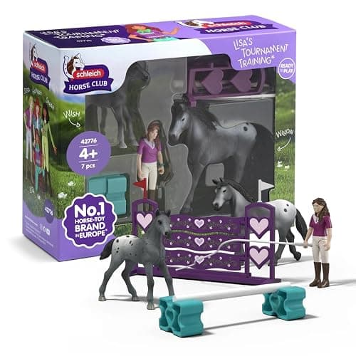 Schleich Horse Club - 15 PC Tournament Training Set with Poseable Lisa Figurine, 2 Horse Figures and Riding Accessories - Realistic Horses for Girls and Boys - Animal Figures for Kids Ages 5+ | 42776 - Image 1