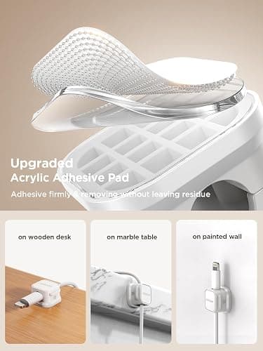 9 Pack Magnetic Cable Clips [Cable Smooth Adjustable] Cord Holder, Under Desk Cable Management, JOYROOM Adhesive Wire Holder Keeper Organizer for Home Office Desk Phone Car Wall Desktop Nightstand thumbnail 5