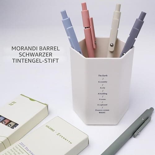 UIXJODO Gelstifte, 5 Stück 0,5 mm japanische schwarze Tinte, feine Spitze, glatte Schreibstifte, High-End-Serie Stifte für Tagebuch, Notizen, niedliche Büro, Schule(Morandi) thumbnail 6