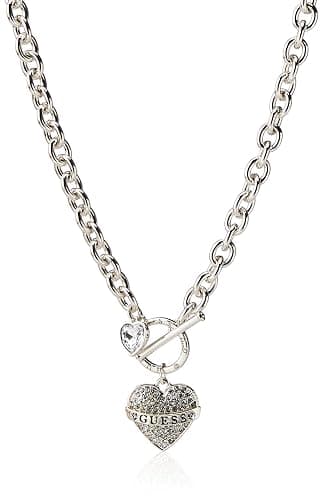 GUESS Women's Toggle Logo Charm Necklace, Silver, One Size - Image 1