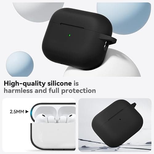 Ljusmicker for AirPods Pro 3 Case 2025 with Cleaner Kit,Soft Silicone Protective Cases for Apple AirPods Pro 3rd Generation Case for Women Men,AirPod Pro 3 Cases Cover Accessories with Keychain-Black thumbnail 7