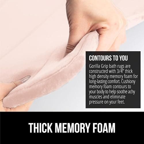GORILLA GRIP Memory Foam Bath Mat, Soft Absorbent US Designed Bathroom Rug, Gripping Dots Machine Washable Bathmat, Cushioned Floor Mats, Shower Sink Rugs Room Décor Accessories, 24x17 Pink thumbnail 4