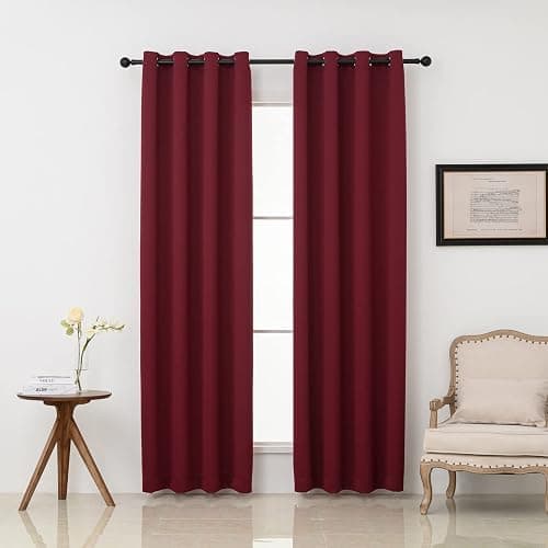 Pickluc Burgundy Blackout Curtains with Grommet 84 Inches Long 2 Panels, Light Blocking Window Drapes for Living Room, Thermal Insulated, Noise Reduction, Privacy Protection, 52" Wide x 84" Length - Image 1