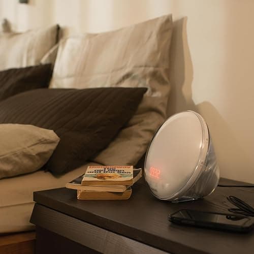 Philips SmartSleep Wake-up Light – Nachttischlampe & Wecker, Farbige Sonnenaufgangssimulation, 20 Helligkeitseinstellungen, 6 natürliche Wecktöne, Mitternacht-Lichtfunktion, Modell HF3521/01 thumbnail 8
