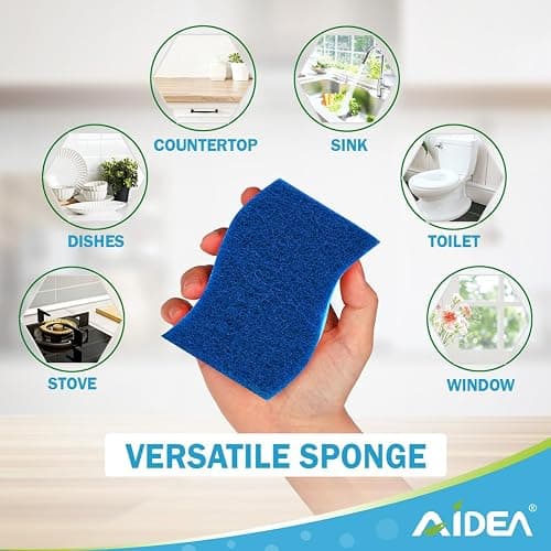 AIDEA Non Scratch Scrub Sponge-24Count, Sponges Kitchen, Sponges for Dishes | Cleaning Sponge, Cleans Fast Without Scratching, Stands Up to Stuck-on Grime, Cleaning Power for Kitchen, Household thumbnail 8