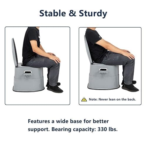 VINGLI Portable Toilet | Indoor Outdoor Commode w/Detachable Inner Bucket & Removable Paper Holder, Lightweight & Compact for Camping, Boat, Van, Emergency Use (Grey) thumbnail 6