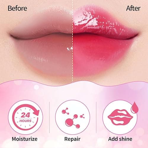GECOMO Hydrating Lip Glow Oil, Moisturizing Lip Glow Oil, Nourishing Glossy Transparent Lip Oil, Plumping Lip Oil, Lip Balm, Non-sticky Tinted Toot Lip Balm for Lip Care (RASPBERRY) 0.2 OZ thumbnail 3