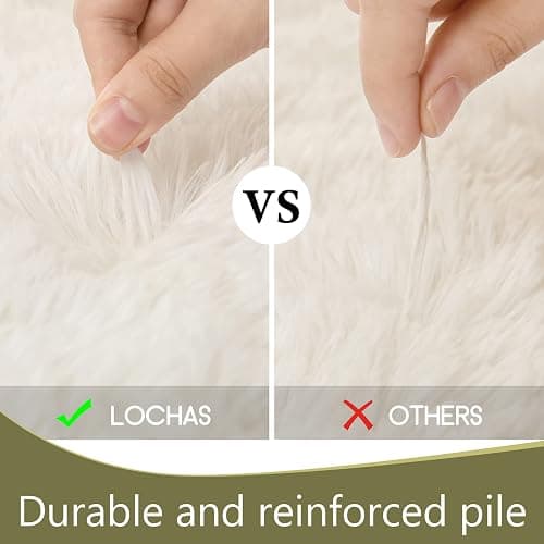 LOCHAS Ultra Soft Indoor Modern Area Rugs Fluffy Living Room Carpets for Children Bedroom Home Decor Nursery Rug 5x8 Feet, Cream thumbnail 6