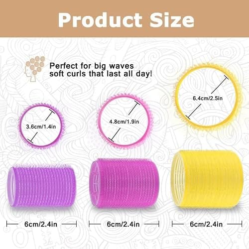 Self grip hair roller set,Hair roller set 18 pcs,Hair rollers with hair roller clips and comb,Salon hairdressing curlers,DIY Hair Styles, Sungenol 3 Sizes Hair Rollers in 1 set… thumbnail 2