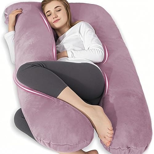 Chilling Home Coussin de Grossesse,Coussin Allaitement en Forme de U en Velours Amovibl, Coussins de Maternité et Corps pour Dormir,Violet - Image 1